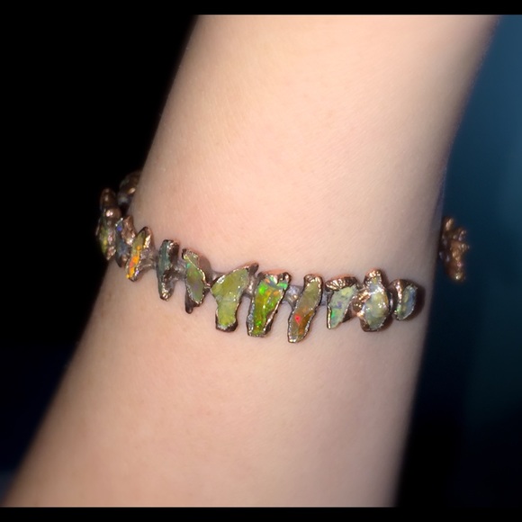 Ethiopian Rainbow Opal freeform cuff bracelet OS - Picture 3 of 4